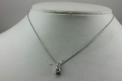 14K WHITE GOLD .80CTW DIAMOND 3 STONE PENDANT 16" 1.3MM CABLE CHAIN NECKLACE NEW