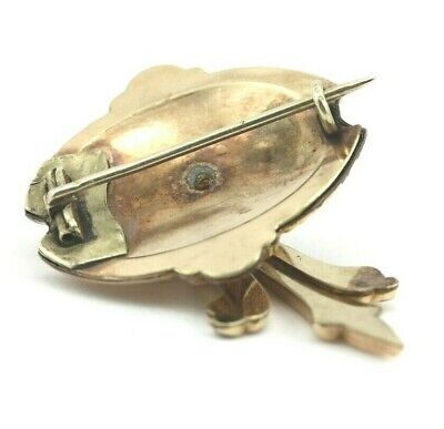 GOLD TONE VINTAGE ESTATE ANTIQUE PIN BROOCH HOLLOW ART NOUVEAU ART DECO DANGLE