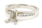 Platinum 7x5mm emerald diamond engagement ring semi mount .23ctw round size 5.75