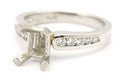 Platinum 7x5mm emerald diamond engagement ring semi mount .23ctw round size 5.75