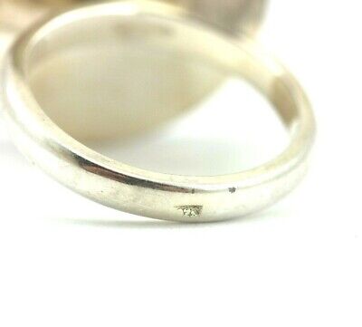 925 STERLING SILVER ROUND AMBER FASHION GEMSTONE RING SIZE 6.25 VINTAGE 7.9g