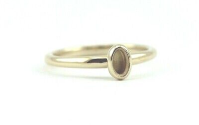 14k yellow gold 3x5mm oval bezel solitaire ring 2mm band setting size 6.75 new