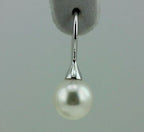 14k white gold dangle hook earrings round white freshwater cultured pearls new