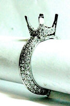 Antique style platinum engagement ring 9mm center 1.40ctw round diamonds size 6