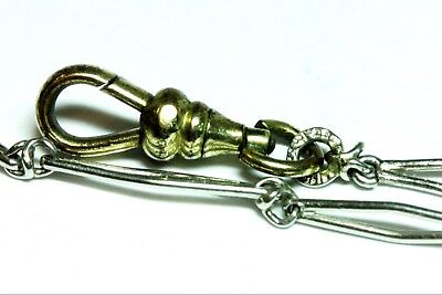 PLATINUM 14" ART DECO POCKET WATCH FOB CHAIN NECKLACE 14K Y GOLD BRASS KREISLER