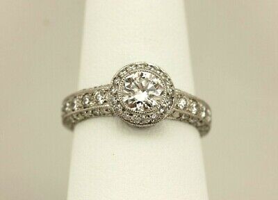 GIA 0.70 ct round G VS2 platinum Renaissance diamond engagement ring  size 6 new