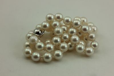 14k white gold 7.5-8mm round white cultured pearl 18" strand string necklace NEW