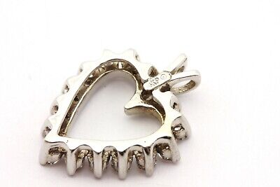 14k white gold 1ctw round diamond heart shape love pendant charm new