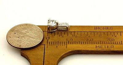 14k white gold 0.34ctw round diamond 10mm long pendant new 0.75 grams NEW