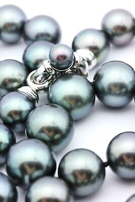 14k white gold 20 inch Tahitian cultured pearl saltwater necklace strand