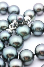 14k white gold 20 inch Tahitian cultured pearl saltwater necklace strand