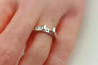 14k white gold .69ctw princess diamond cathedral engagement ring semi mount NEW