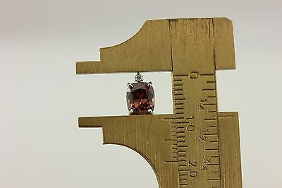 14k white gold 3.58ctw brown zircon cushion .03ctw diamond stud earrings NEW