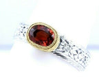orange sapphire diamond sterling silver ring 5.5mm band men's size 9.5 engraved
