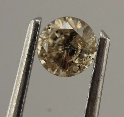Round brilliant cut 0.37 carat loose diamond 4.3mm natural Light Brown I2 estate