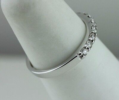 14k white gold .36 ctw round diamond wedding anniversary band ring size 5 estate