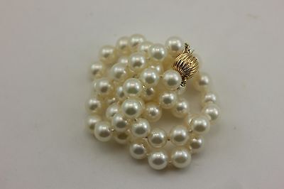 14k yellow gold 19 inch round white cultured pearl 7.5-8mm necklace high luster