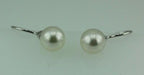 14k white gold dangle hook earrings round white freshwater cultured pearls new