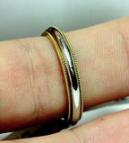 18k yellow gold platinum two tone milgrain band 3.4mm size 9 ring new 6.1 grams