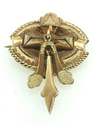 GOLD TONE VINTAGE ESTATE ANTIQUE PIN BROOCH HOLLOW ART NOUVEAU ART DECO DANGLE