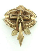 GOLD TONE VINTAGE ESTATE ANTIQUE PIN BROOCH HOLLOW ART NOUVEAU ART DECO DANGLE
