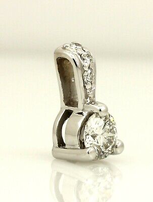 14k white gold 0.34ctw round diamond 10mm long pendant new 0.75 grams NEW