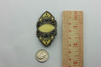 VINTAGE YELLOW LAQURED RHINESTONE ENAMEL PIN BROOCH ESTATE STERLING SILVER