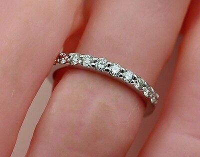 14k white gold .36 ctw round diamond wedding anniversary band ring size 5 estate