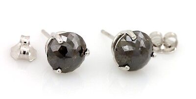 14k white gold 3.52 ctw dark brown diamond rose cut stud earrings butterfly new