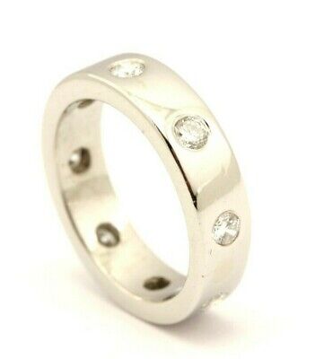 Platinum 0.44ctw round diamond wedding band ring size 4.25 estate