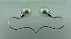 14k white gold dangle hook earrings round white freshwater cultured pearls new