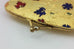 Antique Italian Enamel purse Compact Mirror glowers Gold gilt plated ITALY