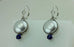14k white gold and Pilver button pearl sapphire cabochon dangle earrings custom