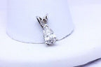 14K WHITE GOLD .34 CT 6.48x3.69x2.35mm PEAR SHAPE DIAMOND SCROLL PENDANT NEW