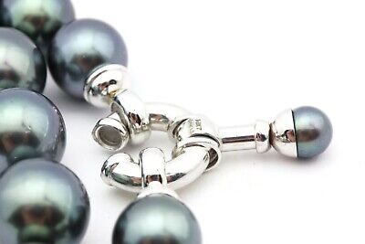 14k white gold 20 inch Tahitian cultured pearl saltwater necklace strand