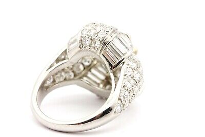 PLATINUM 1.44 CTW BAGUETTE 5.12 CTW ROUND EMERALD CUT SEMI MOUNT LOTUS RING