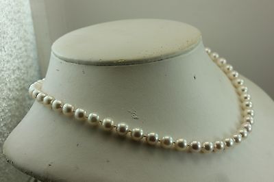14k white gold 7.5-8mm round white cultured pearl 18" strand string necklace NEW