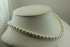 14k white gold 7.5-8mm round white cultured pearl 18" strand string necklace NEW