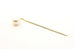 14k yellow gold 2 1/4" stick pin estate vintage freshwater cultured pearl white