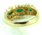 14K YELLOW GOLD 1.06CTW MARQUISE EMERALD ROUND DIAMOND COCKTAIL RING SZ 6 ESTATE