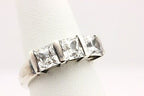 925 STERLING SILVER 3 STONE CZ 5 MM PRINCESS ENGAGEMENT RING SZ 5 WEDDING ESTATE