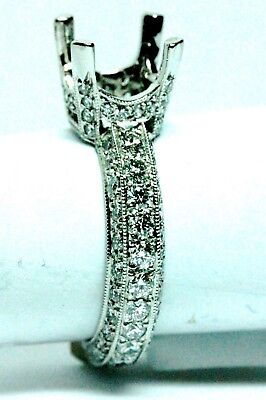 Antique style platinum engagement ring 9mm center 1.40ctw round diamonds size 6