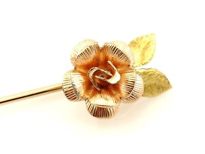 Vintage KREMENTZ STICK PIN Rose Flower Estate gold plated