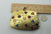 Antique Italian Enamel purse Compact Mirror glowers Gold gilt plated ITALY