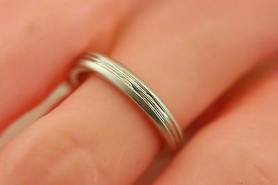 14k white gold wedding band size 4.25 ring 3mm polished lines satin edges women