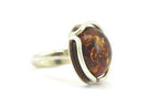 925 STERLING SILVER ROUND AMBER FASHION GEMSTONE RING SIZE 6.25 VINTAGE 7.9g