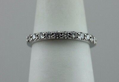 14k white gold .36 ctw round diamond wedding anniversary band ring size 5 estate
