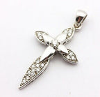 14k white gold 0.26ctw round diamond religious cross pendant charm NEW 2.39g