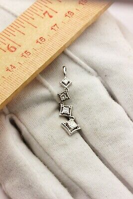 Journey Pendant 14k white gold 1/2ctw princess diamond dangle drop necklace new