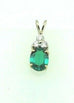 Two tone gold 1.89ctw oval recrystallized emerald diamond cluster pendant new